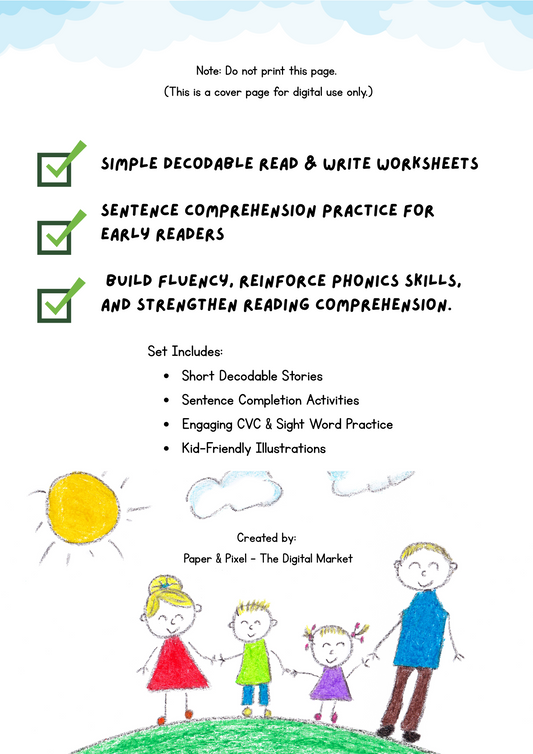 Free Simple Decodable Read & Write Worksheets!
