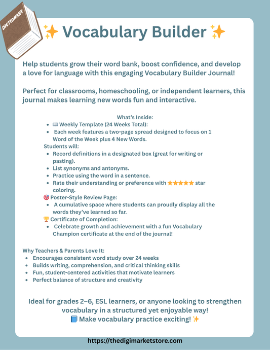 Vocabulary Builder Journal! 🌟